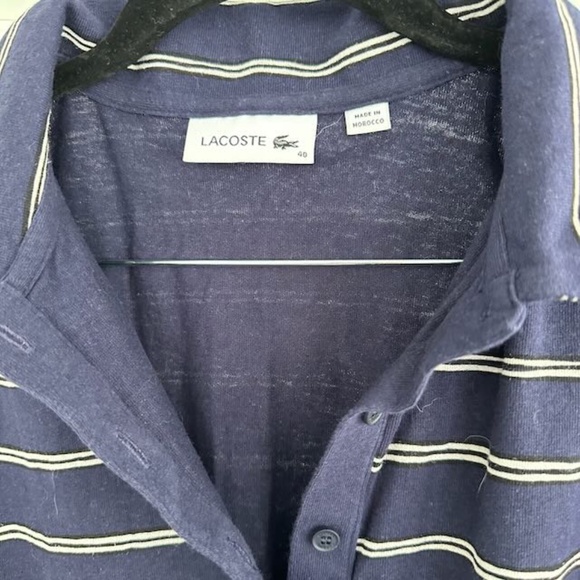 Lacoste Fitted Polo Dress In Blue Stripe Sz. 40 (M) - Picture 5 of 9